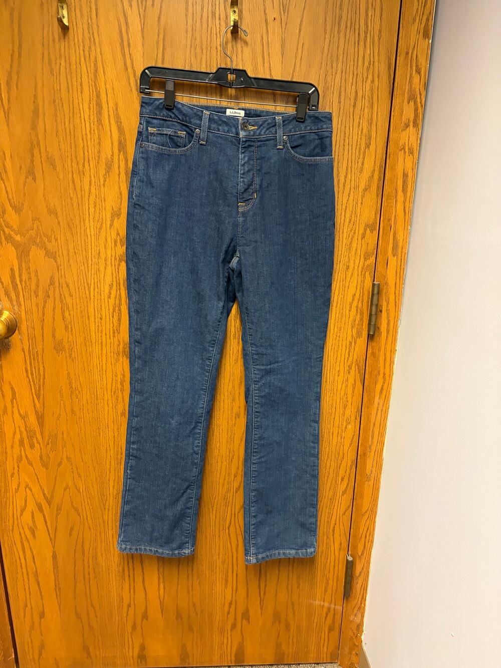 L.L.Bean Classic Fit Lined Jeans Womens 10 Reg Straight Leg Stretch Blue Denim